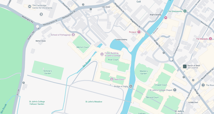 Route map: the private road beside the Porters' Lodge